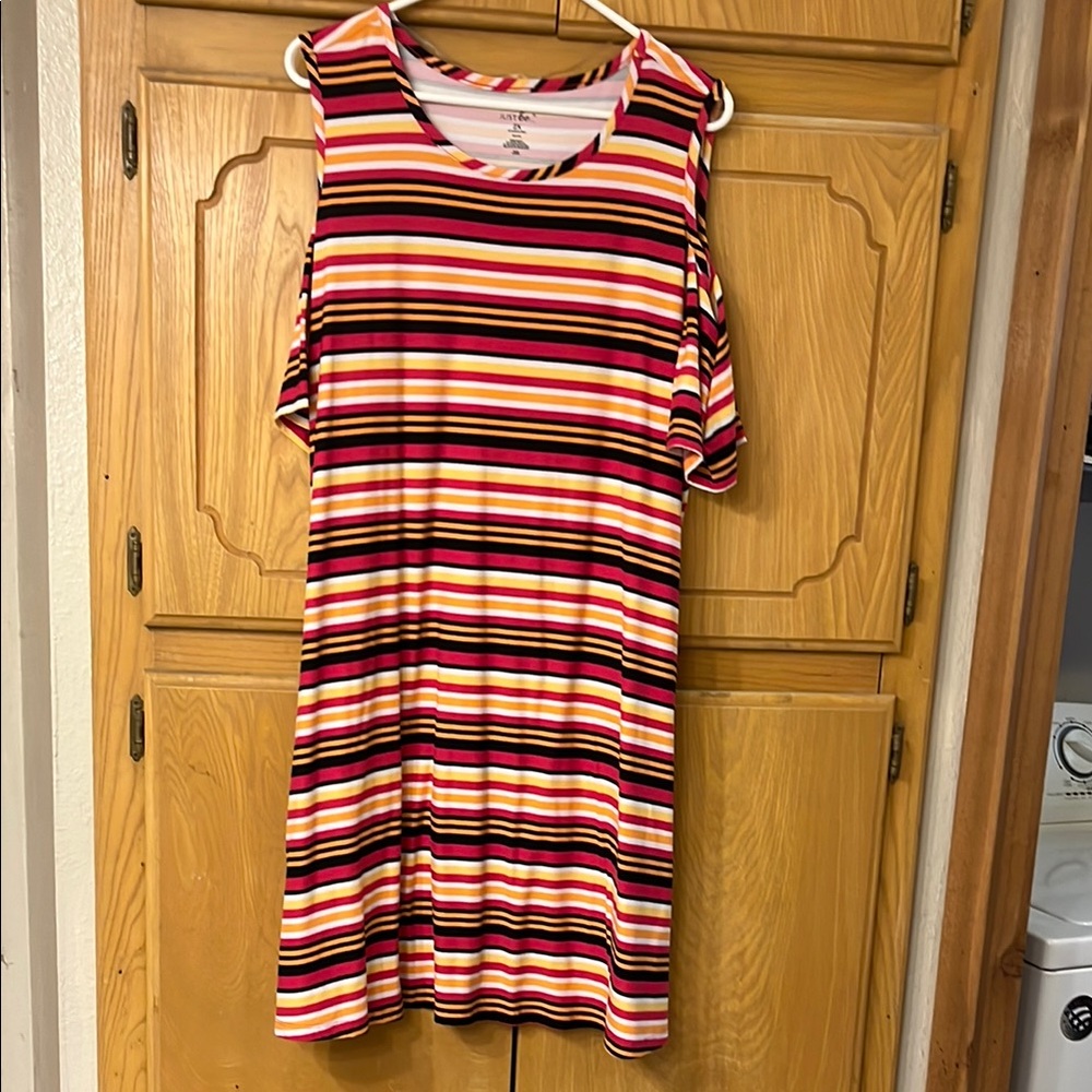 Just Be Multicolor Soft Striped t-shirt Dress size 2X